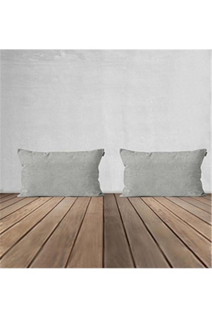 2-Piece Velvet Textured Rectangular Throw Pillow Cover Light Gray
