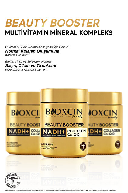 Bioxcin Beauty Booster - 60 Tablets Collagen Nicotinamide, Coq10,  Glutathione, Astaxanthin and Resveratrol Hya Acid- Trendyol