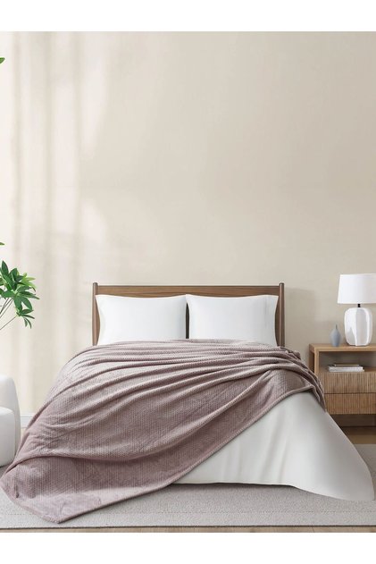 Single Size Fleece Blanket 170x210 cm, Floral Texture Soft & Cozy, 350 GSM for Bed & Sofa