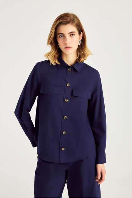Buttoned Sports Navy Blue Jacket