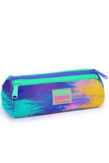 Kids Colorful Airbrush Patterned Three Compartment Pencil Bag 22038