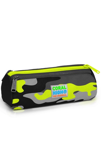 Kids Gray Camouflage Patterned Three Compartment Pencil Bag 22331