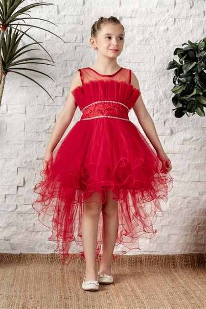 Girl's Evening Dress with Tail Sb584 Red
