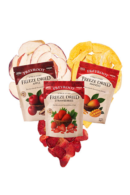 Freyroot Freeze Dried Kuru Meyve Favori 3'lü Meyveler Seti (Mango