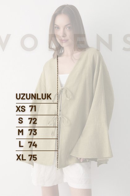 Çift Bağlamalı Keten Kimino - Lacivert 3