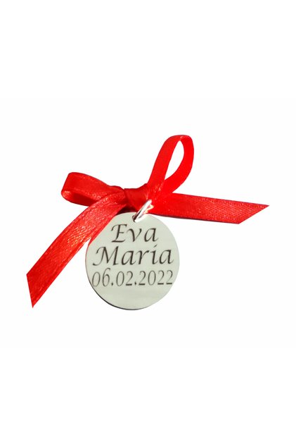 Bănuț de argint personalizat pentru botez/moț, argint, 20 mm