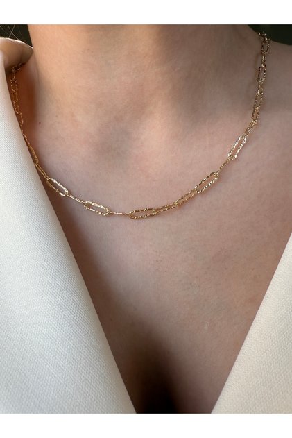 Women's Gold Color Chain Model Waterway Look Thin Necklace - Stylish and Elegant Jewelry Accessory"