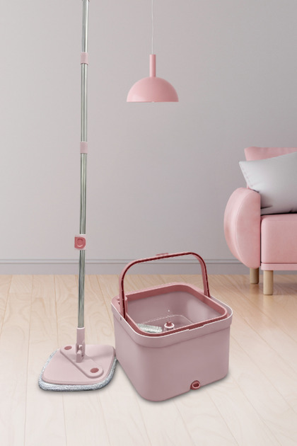 12den Flora Kare Spin Mop Set, Temiz ve Kirli Suyu Ayıran