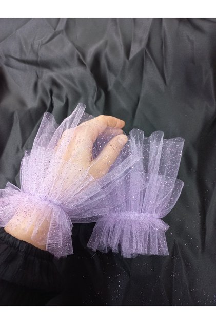 Aynoor Glittery Glitter Tulle Cuff Bracelet Lilac