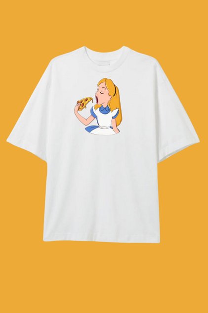 تي شيرت كبير الحجم مطبوع عليه Pizza Princess
