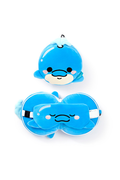 Children's Travel Pillow and Eye Mask-Adoramals Blu the Dolphin