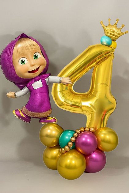 4 Years Old Licensed Large Size Tongs with Big Bear Balloon Set Tongs Balloon Birthday Gold Number Balloon Set