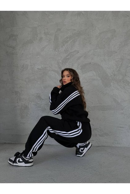 Oversized Unisex Striped Cardigan Tracksuit Set
