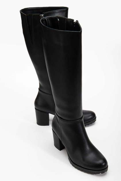 Oval Toe Side Zipper Heeled Women's Boots 7cm Heel D-08
