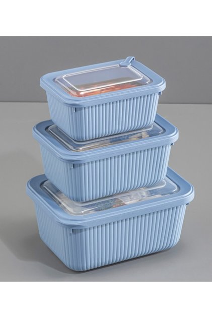 3 Piece Micro Line Rectangular Storage Set (600-1100-1800 ml)