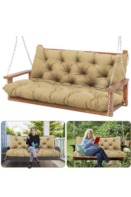 Salıncak Minderi Alt Üst Takım 140x50cm Bağcıklı Su Geçirmez Kumaş - Çift Kişilik Salıncak Minderi