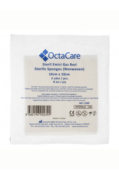Nonwoven Steril Emici Gaz Kompres 10cm x 10cm 2 Li 10 Paket