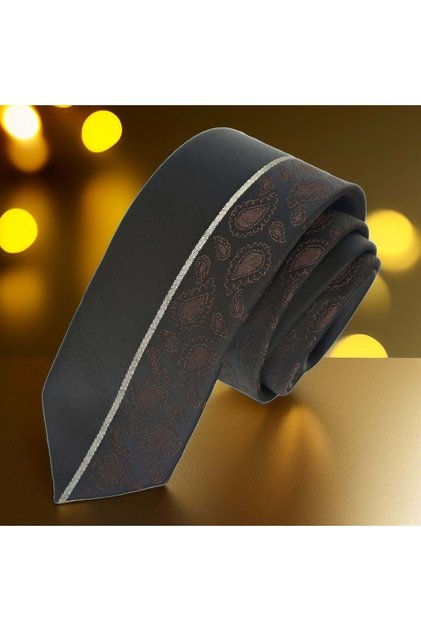 Black Brown Shawl Patterned Special Board Cut Slim Fashion Slim Tie
