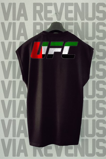 Ufc United Arab Emirates Front and Back Printed Zero Sleeve Crew Neck Sports Tshirt