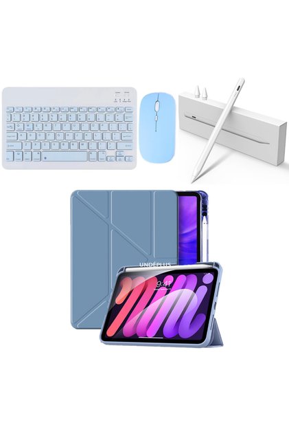 Apple iPad 10.NESİL 10.9 ve 11. NESİL A16 Uyumlu Origami Kılıf Gökyüzü + Klavye ve Mouse+Kalem
