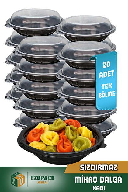 Ezupack 10 Adet SIZDIRMAZ Tek Göz Yuvarlak Paket Servis Yemek Kabı