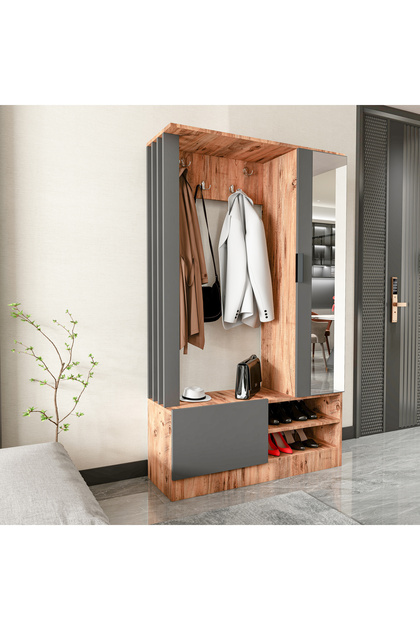 Virgo Pine Portmanto 8 Bölmeli Geniş Kapasiteli Ayakkabılık ve Vestiyer Dolabı