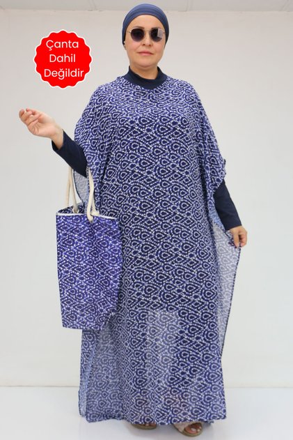 1719 Large Size Pareo - Drop Pattern Cobalt Blue