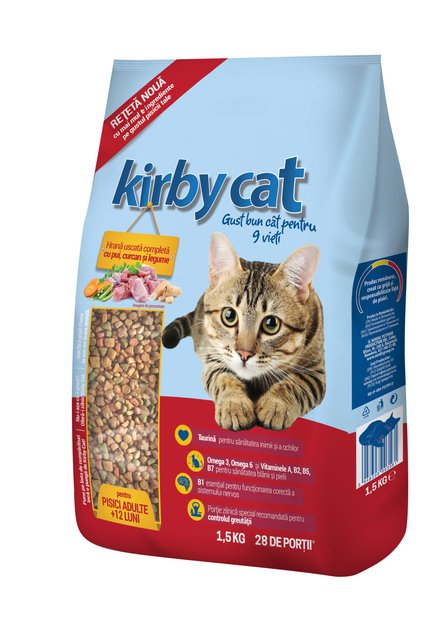 Hrana uscata pentru pisici adulte Kirby, cu pui, curcan si legume, 1.5kg