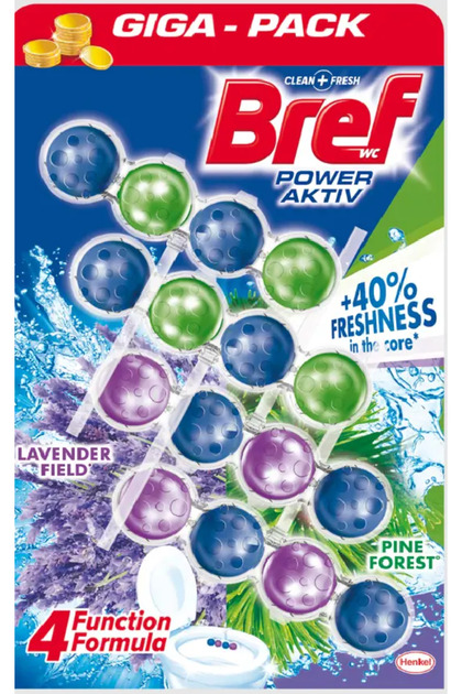Odorizant toaleta Bref Power Pine/Lavender, 4x50 g