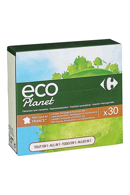 Detergent tablete pentru spalarea vaselor, Carrefour Planet, 30 bucati