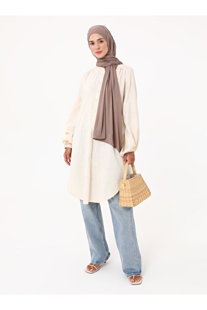 Soft Key Pat Detailed Long Tunic - Vanilla -