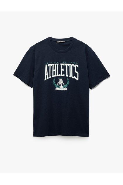 Cotton Short Sleeve Regular Fit Crew Neck College Printed T-Shirt