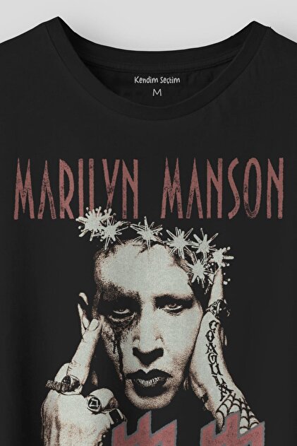 Kendim Seçtim Marilyn Manson T-shirt Rock Metal Müzik Baskılı