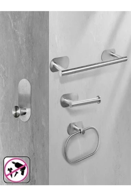 KENDİNDEN YAPIŞKANLI BANYO SETİ 4LÜ KROM
