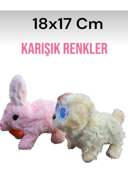 Sesli Zıplayan Hareketli Tavşan Ve Köpek Pilli Peluş Oyuncak 17Cm