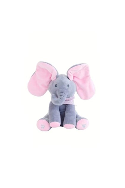 Elefant interactiv Cucu Bau, canta si vorbeste, isi acopera fata si urechile, 35 cm
