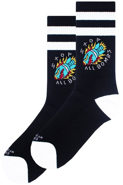Stop All Bombs Mid High Socks