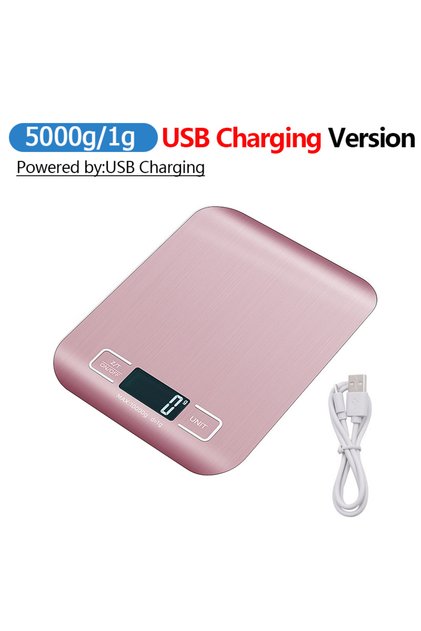 ميزان مطبخ رقمي B3 5 كجم - شحن USB 5 كجم/10 كجم بشاشة LCD من الفولاذ المقاوم للصدأ، ميزان إلكتروني من Hom