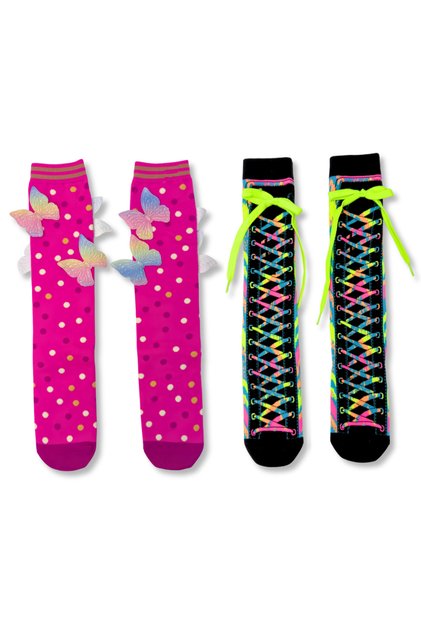 Funky 3D High Socks for Kids & Teens – Fun Socks - Butterfly & Laces