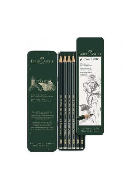 Creioane grafice, set de 6, cutie metalică, HB, B, 2B, 4B, 6B, 8B