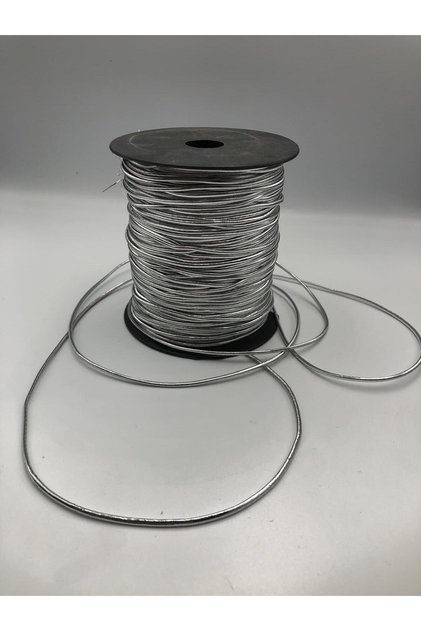 5 Metre Lastikli Dekoratif Simli Monofil İplik, Bileklik İpi , Paket İpi, Simli Lastik, Simli