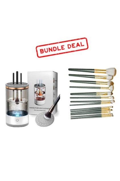 Makeup Brush Cleaner & 14pcs Soft Hair Brush Set, Electric USB Auto Cleaner, Foundation Kit Gift