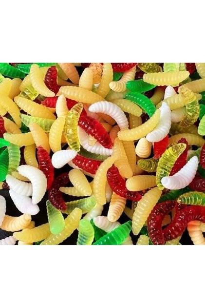50pcs Soft Bait Bread Worm 50 PCS Colorful Bionic Soft Worm Lure Soft Bait Fake Worm Maggot Luminous