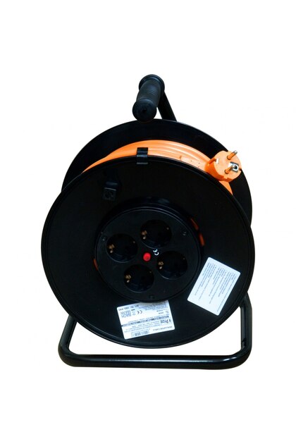 Удължителен кабел с 4 гнезда с макара, H05VV-F 3G2.5, 40 м, оранжев