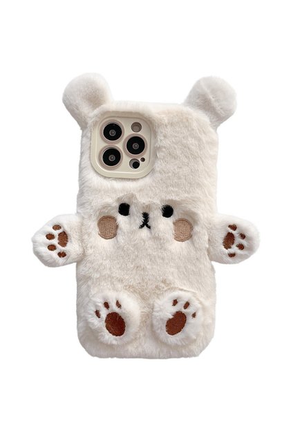 Husa de Protectie, pentru Apple iPhone 15, Model Ursulet Pufos cu Urechi, Maini si Picioare