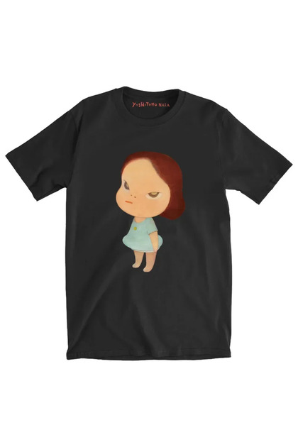 Siyah Yoshitomo Nara Gitar Yaz T Yeni Tees an Ücre