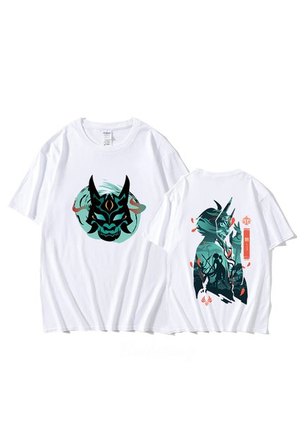 Beyaz Genshin Impact Xiao Serin Baskılar Hip Hop Siyah Streetweed PunkTees