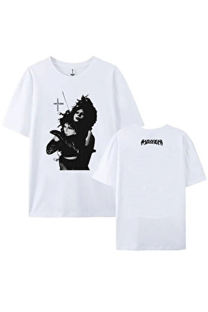 Fuddy Moda Oversize Mayhem Lady Gaga Baskılı Yıkamalı T-Shirt