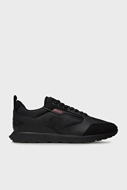 Boss Men's Orthopedic Sole Monogram Logo Leather Black Sneaker