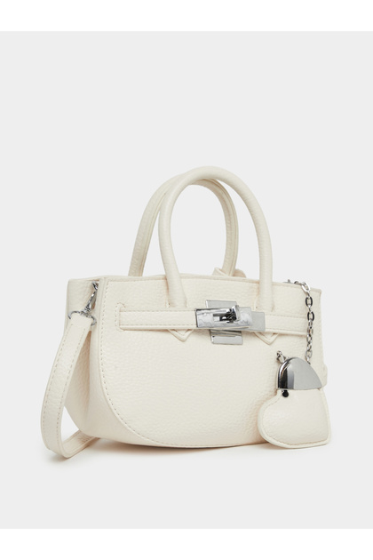 Solid Dual Handle Handbag with Heart Drop